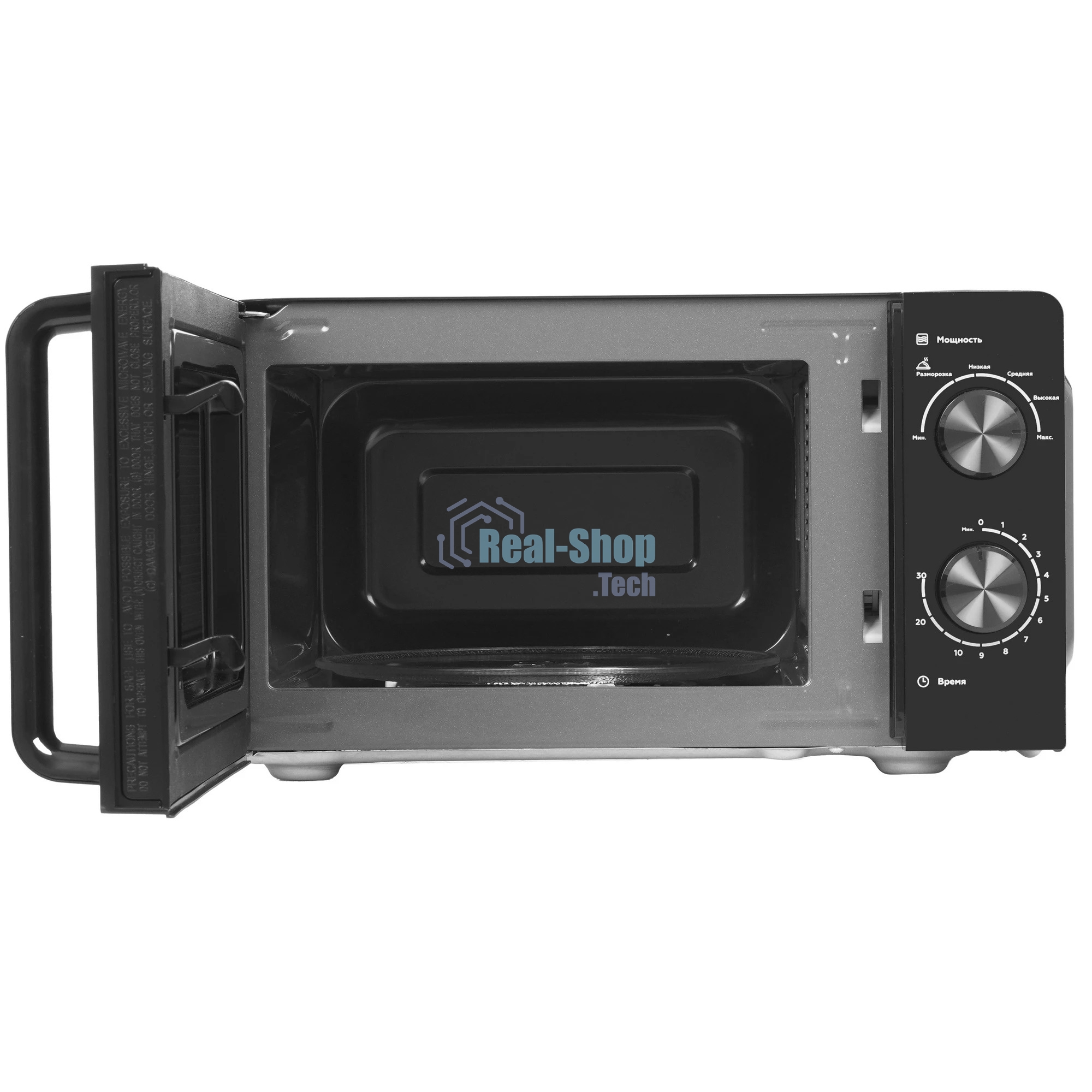 Микроволновая печь BQ MWO-20004SM/W черный, 20 л, 700 Вт, переключатели - поворотный механизм