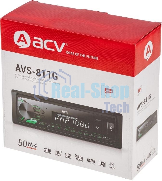 Автомагнитола ACV AVS-811G, 1 DIN, USB Type-A, AUX