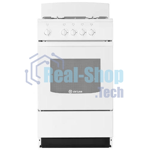 Плита газовая De Luxe 5040.45Г (Щ) -001 белый, конфорок 4 газовых, духовка 46 л, 50 см x 85 см x 50 см