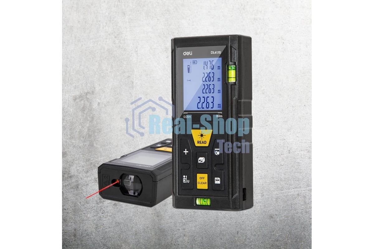 Лазерный дальномер Deli DL4170 (Диапазон измерения 0,05~80м, точность измерения: ±3мм)