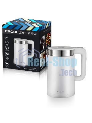 Чайник электрический ELX-KS11-C01 PRO нерж. сталь/пластик 1.8л 220-240В 2200Вт белый Ergolux 15329