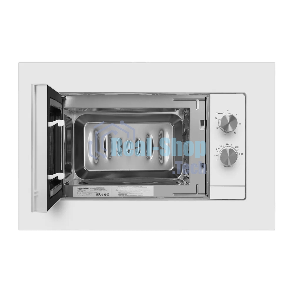 Микроволновая печь встраиваемая Maunfeld JBMO725WH01 белый, 20 л, 700 Вт, переключатели - поворотный механизм