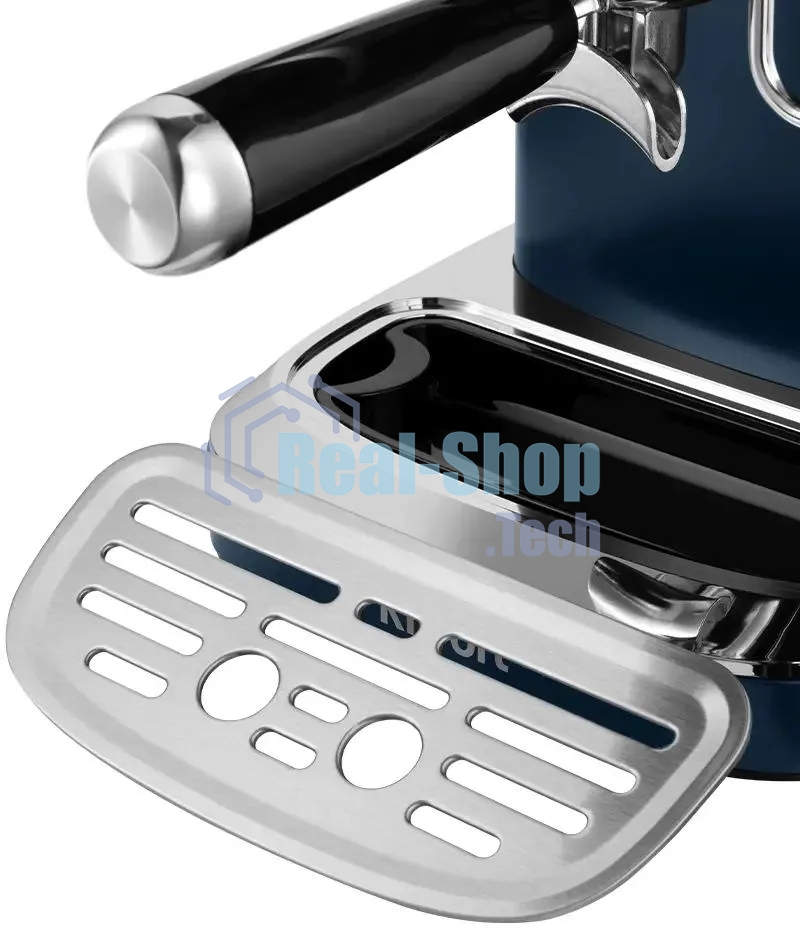 Кофеварка рожковая Kitfort КТ-7429 синий/нержавеющая сталь, исп. кофе - молотый, 1,5 л, 1360 Вт, 20 бар