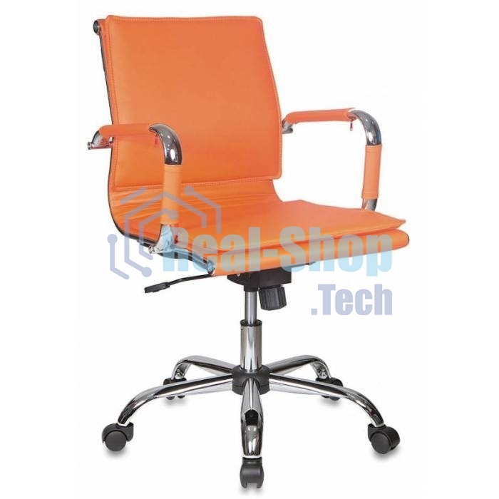 Кресло руководителя Бюрократ CH-993-Low/orange оранжевый, низкая спинка, искусственная кожа, крестовина хромированная