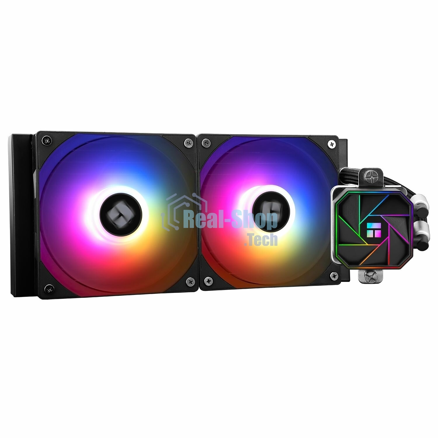 Система жидкостного охлаждения Thermalright Aqua Elite 240 V3 (240мм, Black, ARGB/ Fans: 2x120мм, 66.17CFM, 25.6dBA, 1500RPM/ Pump height 53mm, 23dBA, 3300RPM, Rad thickness 27mm/ S: 1700, 1200, 20XX, 115X, AM5, AM4)