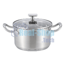 Кастрюля MAUNFELD FLORENCE MF26FR01CR из нержавеющей стали со стеклянной крышкой, 18 см, 2,6 л