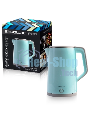 Чайник электрический ELX-KS12-C13 PRO нерж. сталь/пластик 1.8л 220-240В 2200Вт голуб. Ergolux 15330