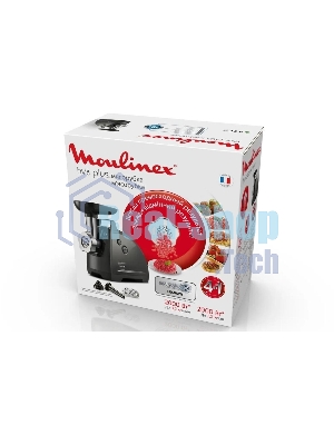 Мясорубка электрическая Moulinex ME682832 черный, 2000 Вт, 2.6 кг/мин, реверс, защита от перегрузки, насадки - 4