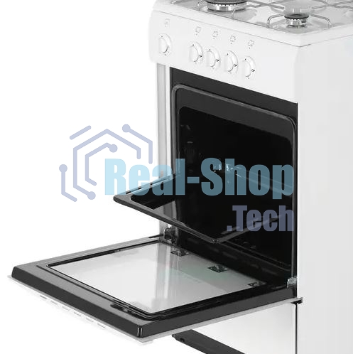 Плита газовая De Luxe 5040.45Г (Щ) -001 белый, конфорок 4 газовых, духовка 46 л, 50 см x 85 см x 50 см