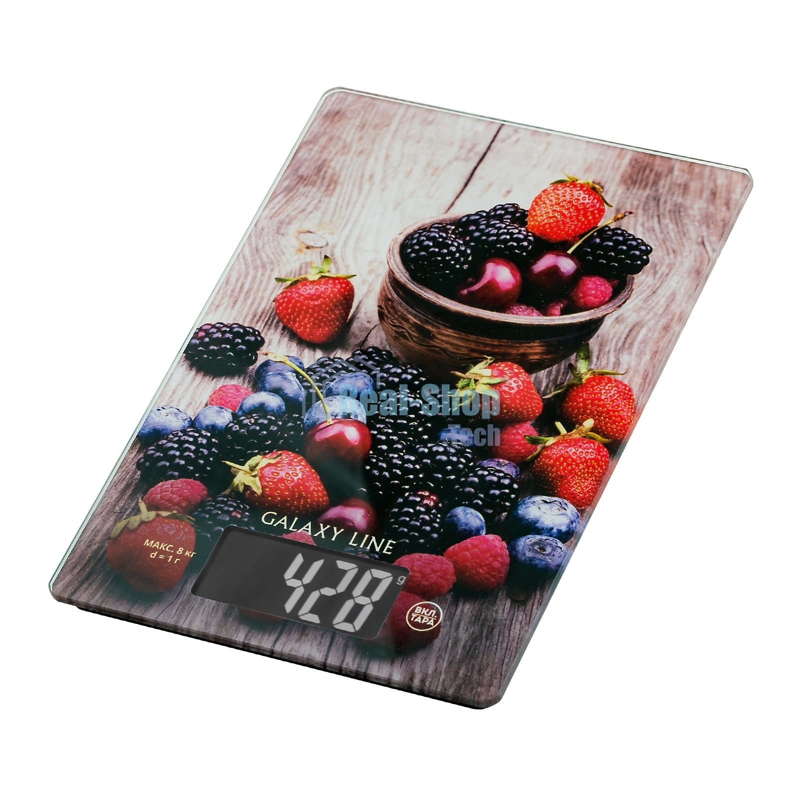 Весы кухонные Galaxy Line GL 2819, стекло, платформа из высокопрочного стекла, максимальный вес 8 кг