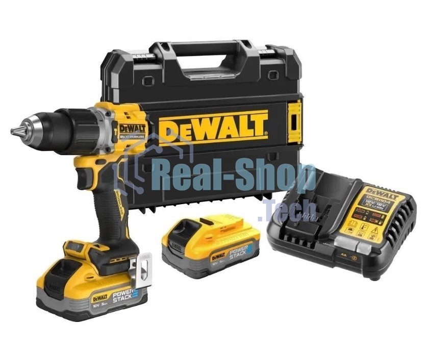 Дрель-шуруповерт DeWalt DCD805H2T, Аккумуляторная, 18В, 2 АКБ, Ударная, Кейс