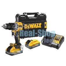 Дрель-шуруповерт DeWalt DCD805H2T, Аккумуляторная, 18В, 2 АКБ, Ударная, Кейс