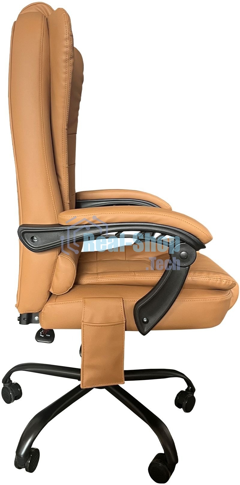 Кресло компьютерное с вибромассажем Cactus CS-CHR-OC05M-BR бежевый, эко.кожа, с подголов. крестов. пластик черный