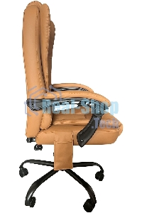 Кресло компьютерное с вибромассажем Cactus CS-CHR-OC05M-BR бежевый, эко.кожа, с подголов. крестов. пластик черный