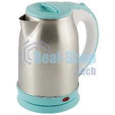 Электрочайник Energy E-202 стальной/белый/голубой, 1.8 л, 1500 Вт, скрытый нагревательный элемент