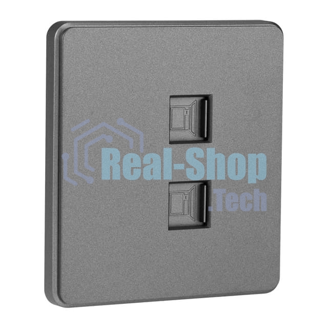 Розетка Kranz ROUND компьютерная двойная RJ45+RJ45 кат6 с/у титан