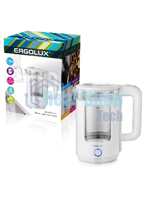 Чайник электрический ELX-KG08-C01 стекло/пластик 1.8л 220-240В 1800Вт бел. Ergolux 15334
