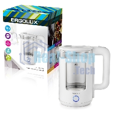 Чайник электрический ELX-KG08-C01 стекло/пластик 1.8л 220-240В 1800Вт бел. Ergolux 15334 Чайник электрический ELX-KG08-C01 стекло/пластик 1.8л 220-240В 1800Вт бел. Ergolux 15334