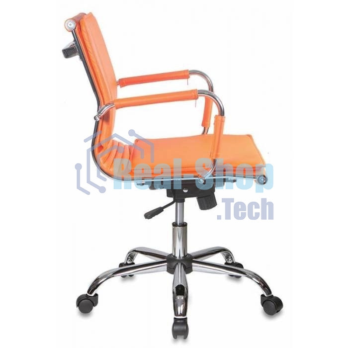 Кресло руководителя Бюрократ CH-993-Low/orange оранжевый, низкая спинка, искусственная кожа, крестовина хромированная