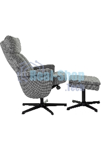 Кресло для дома Бюрократ Baron с пуфом серый, металл черный крестов. (BARON/GREY)