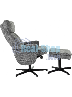 Кресло для дома Бюрократ Baron с пуфом серый, металл черный крестов. (BARON/GREY)