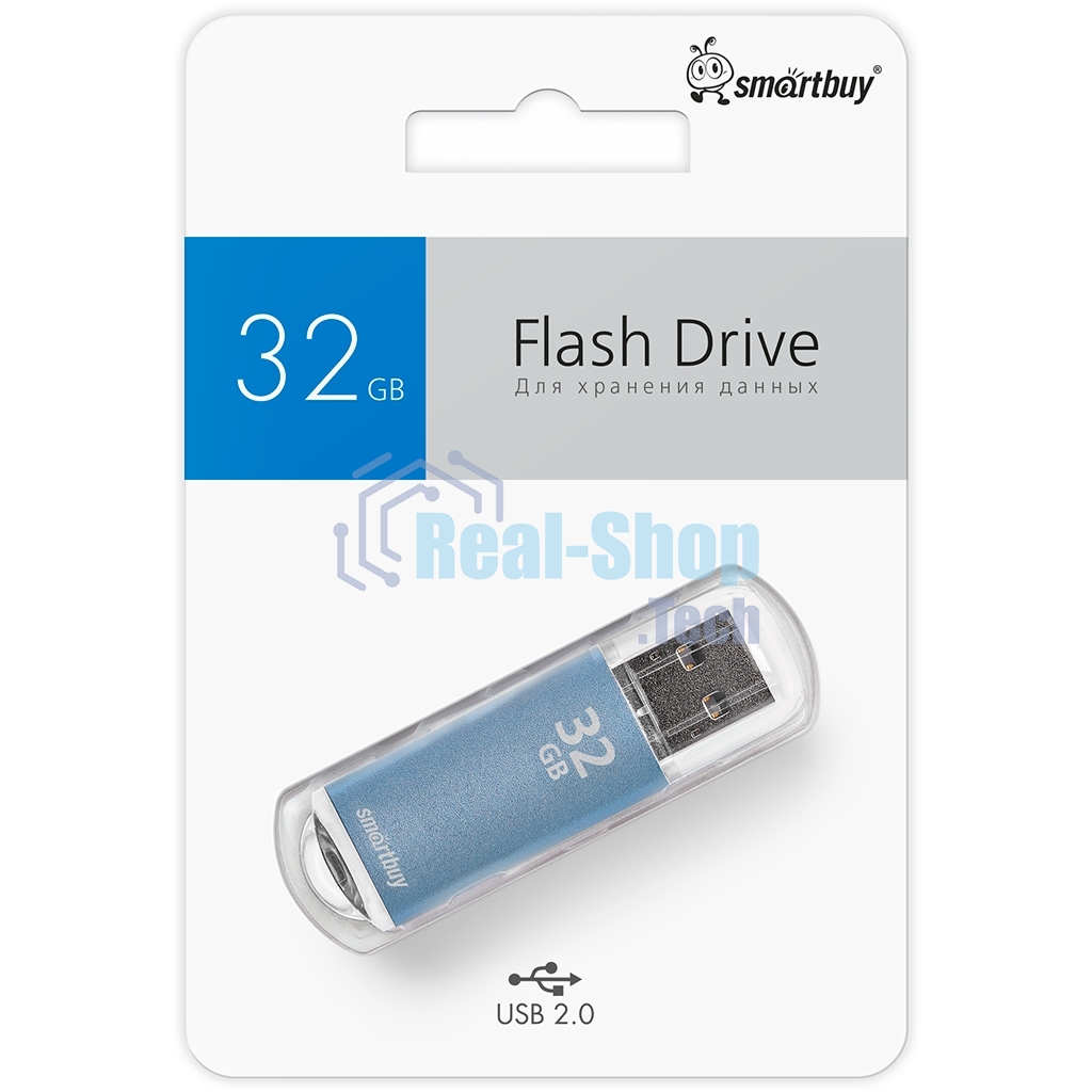 Флешка USB Smartbuy R/W V-Cut series Blue SB32GbVC-B, 32Gb, USB 2.0, R/W 25/15, голубой