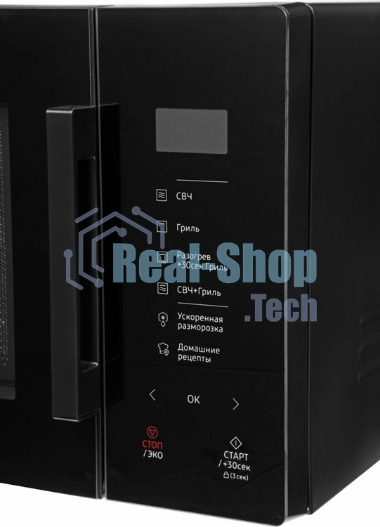 Микроволновая печь Samsung MG23T5018AK/BW черный, 23 л, 800 Вт, переключатели - сенсор