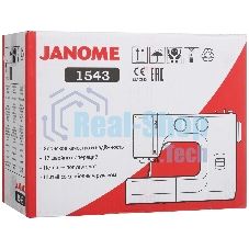 Швейная машина Janome 1543 белый/розовый, электромеханическая, вертикальный качающийся, 17 операций, петля полуавтомат