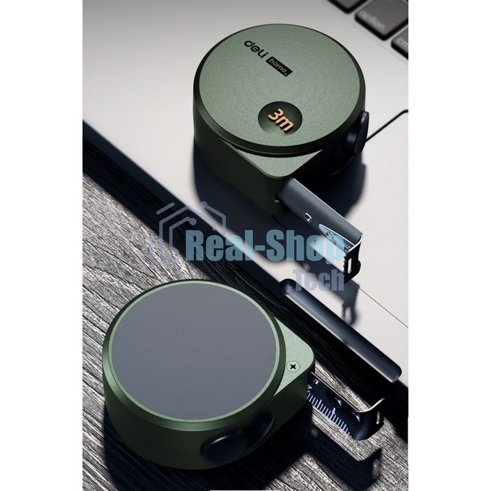 Измерительный и разметочный инструмент Deli Рулетка Home Series Green HT8316L 3м х 16мм, эксклюзивный дизайн, корпус - высококачественный софттач пластик