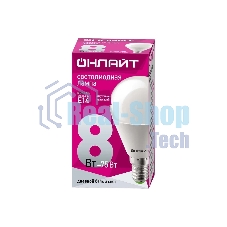 Лампа светодиодная ОНЛАЙТ 61135 OLL-G45-8-230-6.5K-E14