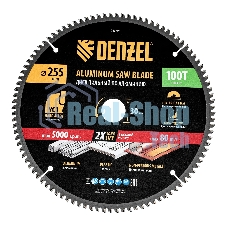 Пильный диск по алюминию Denzel ф255 х 30 мм, 100 зубьев