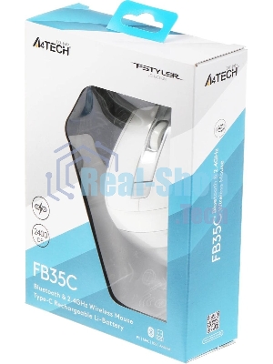 Мышь беспроводная A4Tech Fstyler FB35C белый, 2000 dpi, радиоканал, Bluetooth, USB, кнопки - 6