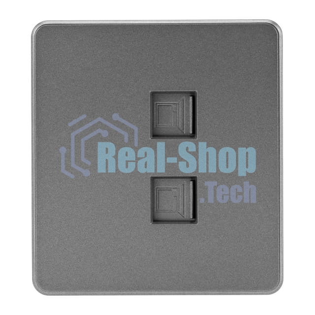 Розетка Kranz ROUND компьютерная двойная RJ45+RJ45 кат6 с/у титан