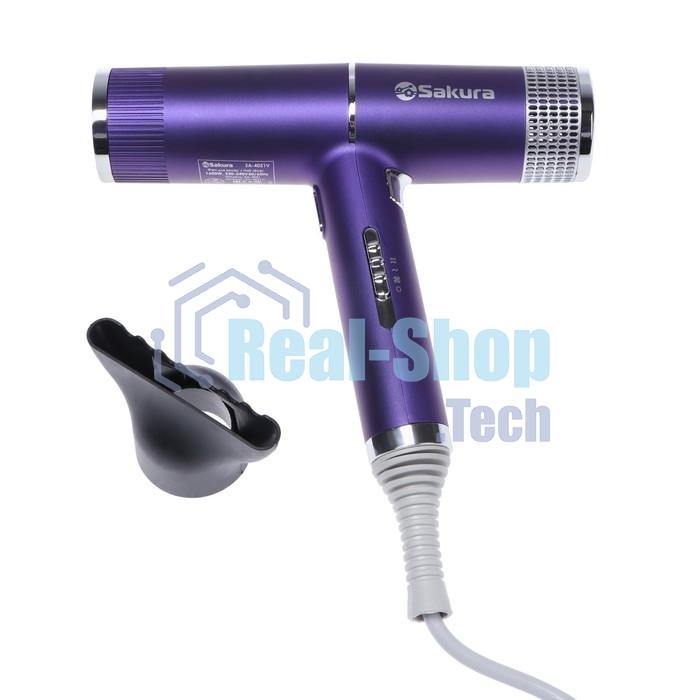 Фен SAKURA SA-4051V фиолетовый/серый, 1600 Вт, компактный