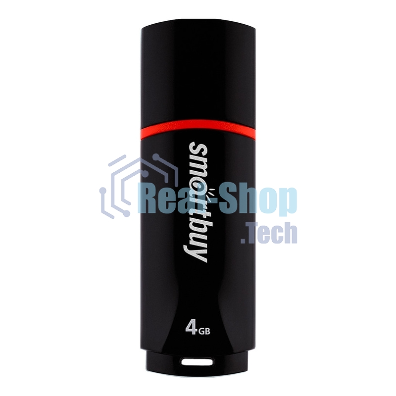 Флешка USB Smartbuy Crown black (SB4GBCRW-K), 4Gb, USB 2.0, R/W 25/15, черный/красный