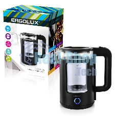 Чайник электрический ELX-KG08-C02 стекло/пластик 1.8л 220-240В 1800Вт черный Ergolux 15333 Чайник электрический ELX-KG08-C02 стекло/пластик 1.8л 220-240В 1800Вт черный Ergolux 15333