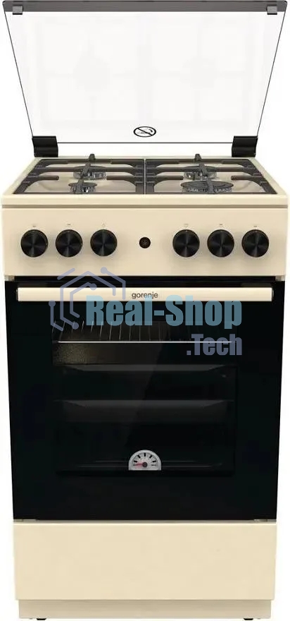 Плита газовая Gorenje GG5A21BEF бежевый, конфорок 4 газовых, духовка 70 л, 50 см x 85 см x 59.4 см