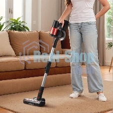 Пылесос вертикальный Kitfort КТ-5389 черный/красный, питание от аккумулятора, 225 Вт, уборка сухая, пылесборник 1 л