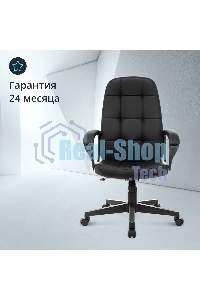 Кресло руководителя Бюрократ CH 002 черный, эко.кожа, крестов. пластик