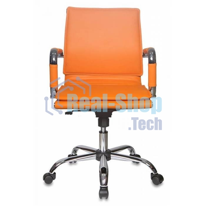 Кресло руководителя Бюрократ CH-993-Low/orange оранжевый, низкая спинка, искусственная кожа, крестовина хромированная