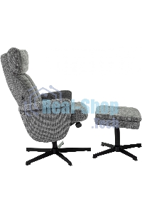 Кресло для дома Бюрократ Baron с пуфом серый, металл черный крестов. (BARON/GREY)