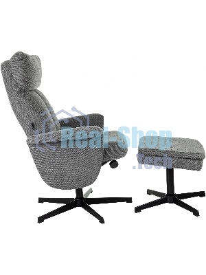 Кресло для дома Бюрократ Baron с пуфом серый, металл черный крестов. (BARON/GREY)