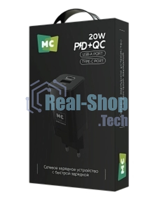 Сетевое зарядное устройство MORE CHOICE NC85 1USB+1Type-C 3.0A PD 20W+QC3.0, черный
