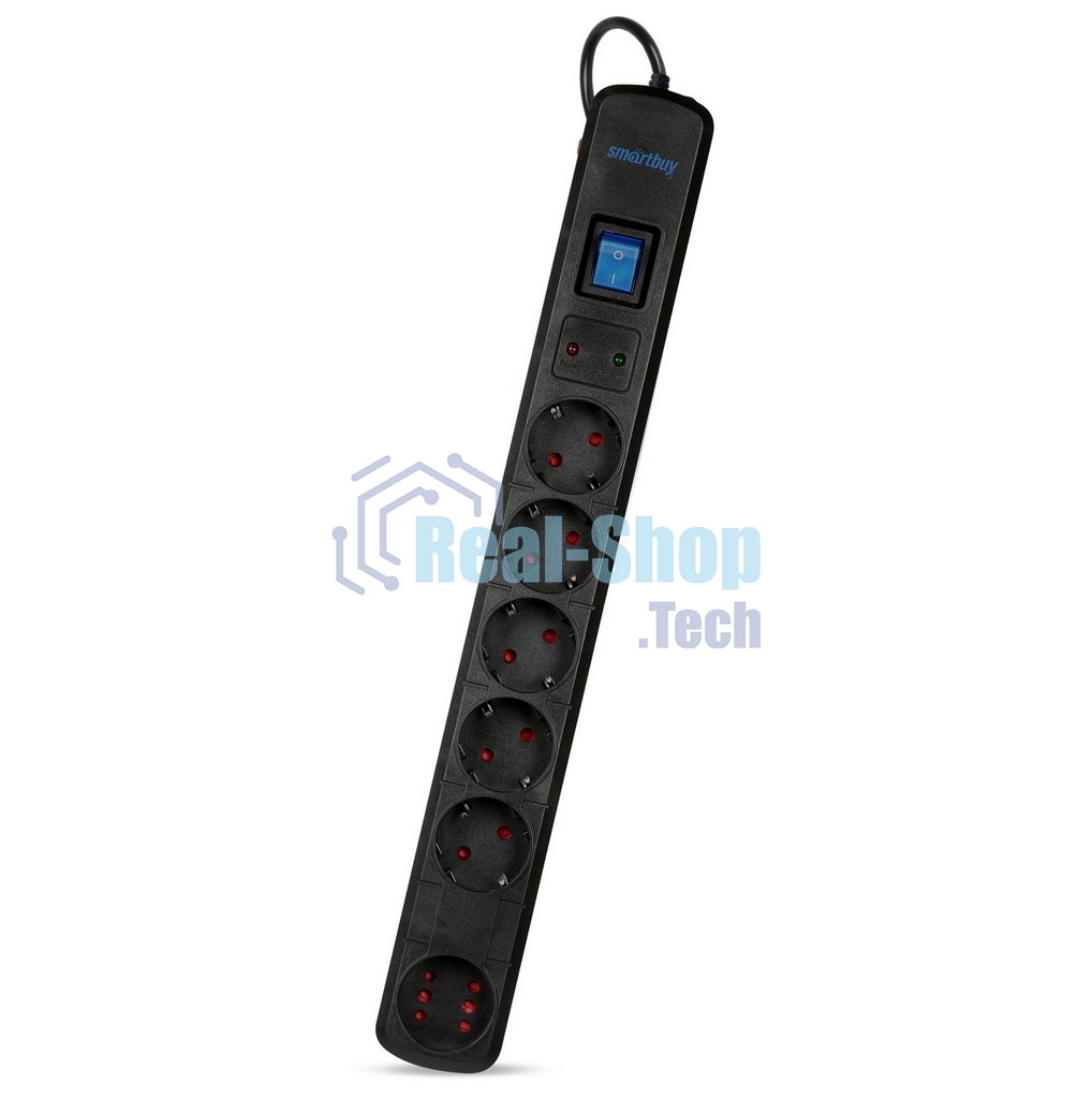 Сетевой фильтр Smartbuy (SBSP-50K-Pro) - 6 роз х 5,0 м - черный