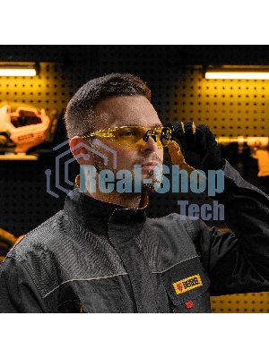 Очки защитные Denzel открытые, поликарбонатные, желтая линза