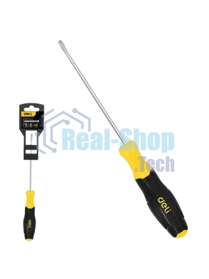 Отвертка шлицевая Deli DL6361251N 6х125мм сталь Cr-V, двухкомпонентная прорезиненная рукоять