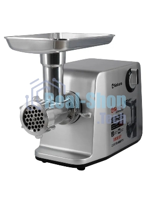 Мясорубка электрическая Sakura SA-6426 Professional серый, 3000 Вт, 2.5 кг/мин, реверс, защита от перегрузки, насадки - 5