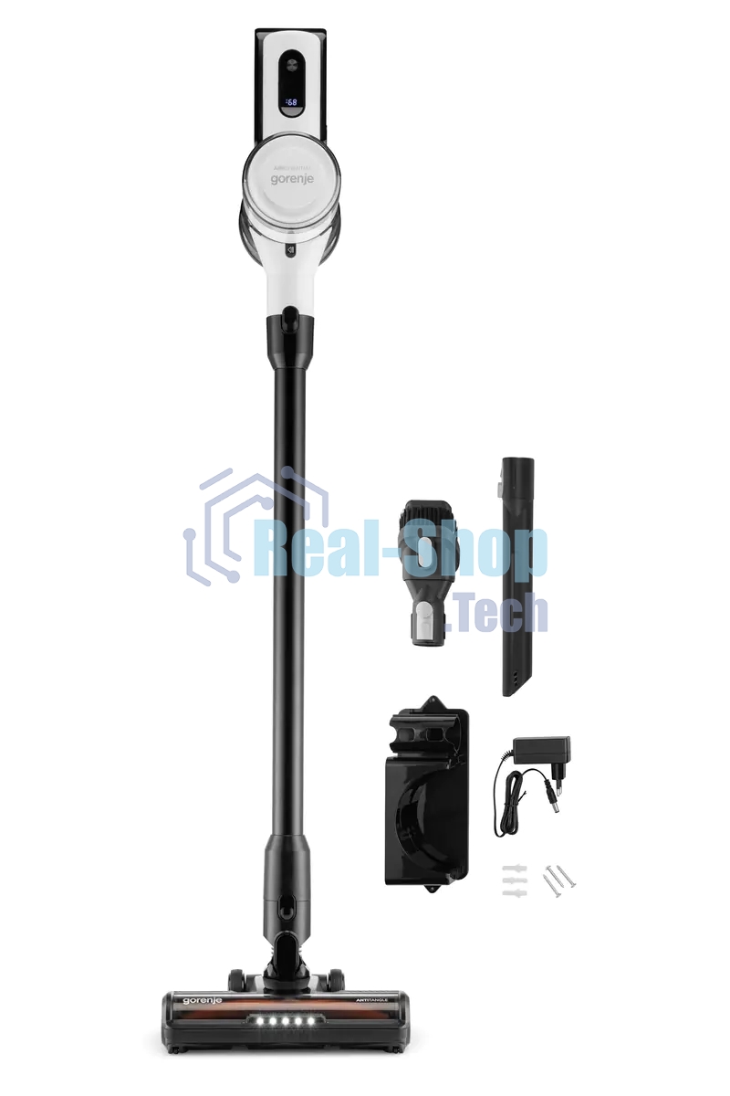Пылесос Gorenje SVC222230AEW белый/черный, питание от аккумулятора, 25 Вт, уборка сухая, пылесборник 0.701 л