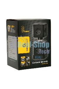 Сетевой фильтр Cablexpert Tower TWR-9-U4-B-2, 9 р, 16А, 4хUSB, 3.1А, 2 м, ур.защиты 4+, черный, коробка