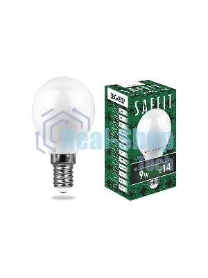 Лампа светодиодная SAFFIT SBG4509 (55080) 9Вт Е14 теплый матовый шар